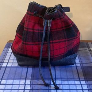 Barney’s New York Buffalo Plaid Drawstring Bag Purse